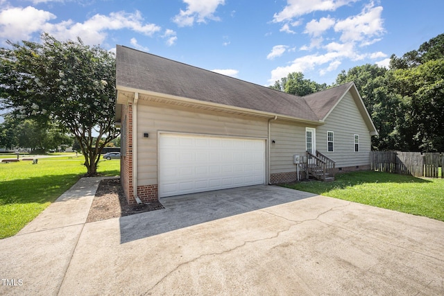 104 Fairfield Dr, Goldsboro, NC 27530 - view of front facade with concrete driveway, a garage, a shingled roof, and brick siding