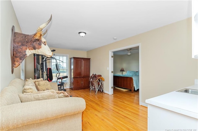 387 Three Bridge Rd, Dunn, NC 28334 - living room with light wood-type flooring and ceiling fan