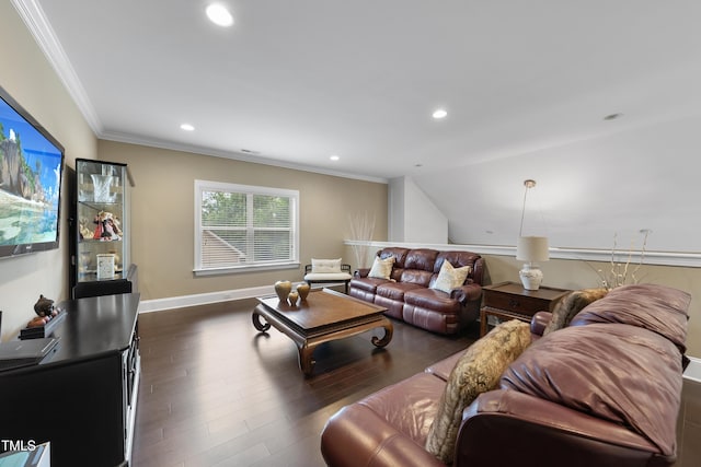 1089 Queensdale Dr, Cary, NC 27519 - living room featuring wood finished floors, ornamental molding, and recessed lighting