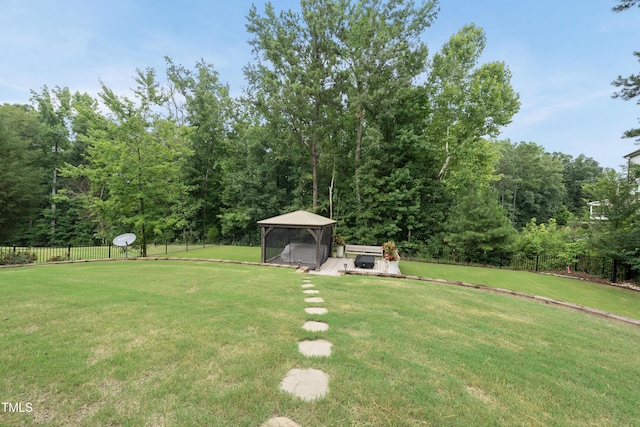 1089 Queensdale Dr, Cary, NC 27519 - view of yard with a gazebo and a wooded view