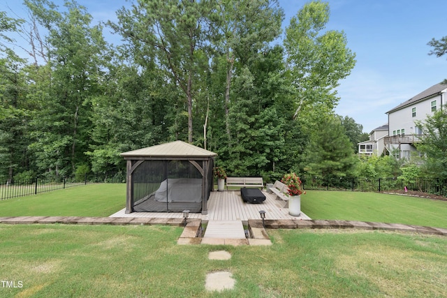 1089 Queensdale Dr, Cary, NC 27519 - view of yard with a gazebo, outdoor lounge area, and a wooden deck