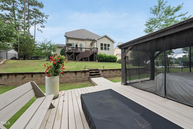 1089 Queensdale Dr, Cary, NC 27519 - wooden terrace with stairs