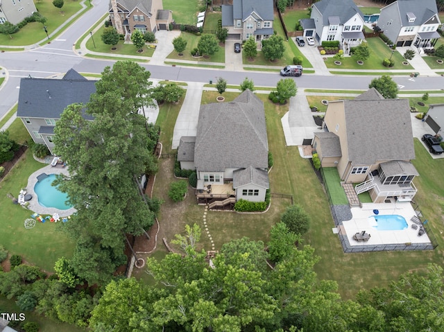 1089 Queensdale Dr, Cary, NC 27519 - aerial view of residential area with a pool area