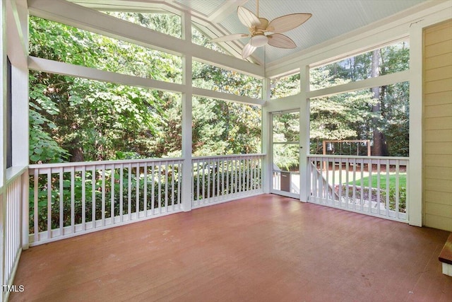 109 Gullane Ct, Apex, NC 27502 - unfurnished sunroom with ceiling fan and lofted ceiling