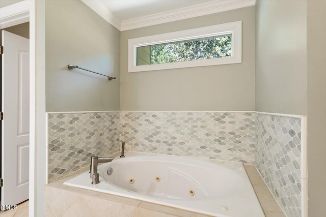 109 Gullane Ct, Apex, NC 27502 - bathroom with a whirlpool tub and ornamental molding