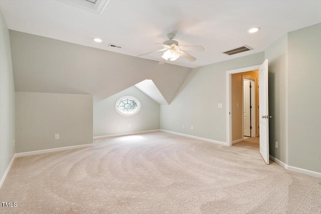 109 Gullane Ct, Apex, NC 27502 - additional living space with ceiling fan, light carpet, and lofted ceiling