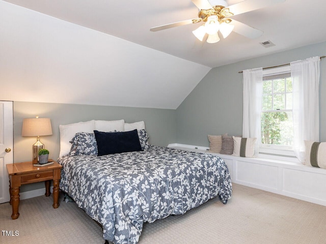 5032 Salem Ridge Rd, Holly Springs, NC 27540 - carpeted bedroom featuring vaulted ceiling and ceiling fan