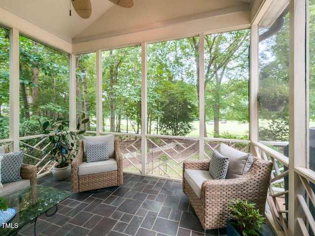 5032 Salem Ridge Rd, Holly Springs, NC 27540 - sunroom with ceiling fan and vaulted ceiling