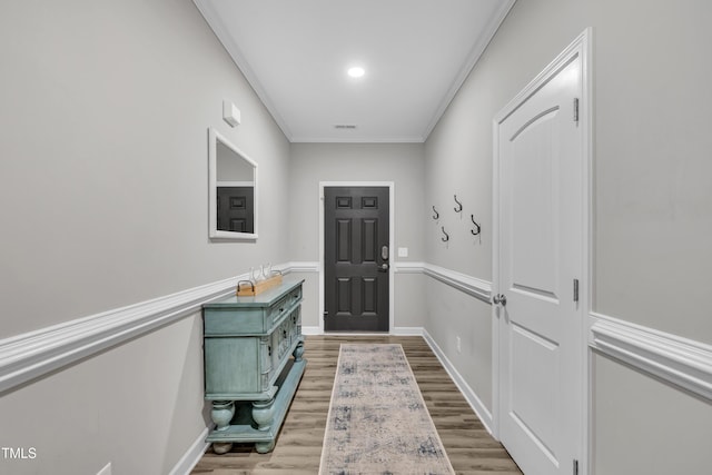 115 Creech Place Dr, Benson, NC 27504 - doorway with wood finished floors and crown molding