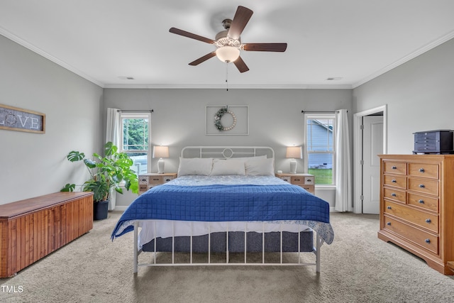 115 Creech Place Dr, Benson, NC 27504 - carpeted bedroom featuring crown molding and ceiling fan