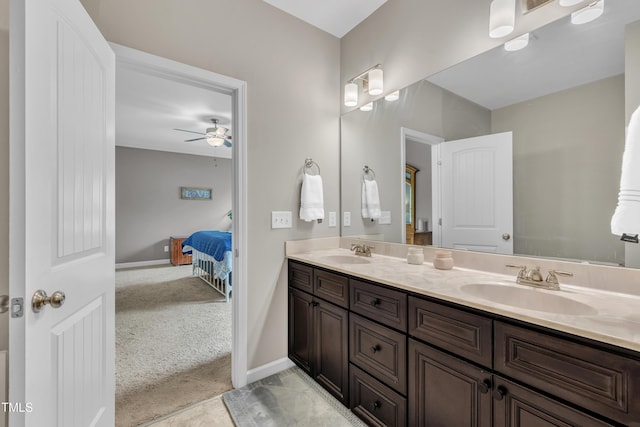 115 Creech Place Dr, Benson, NC 27504 - bathroom featuring ensuite bathroom, double vanity, and a ceiling fan