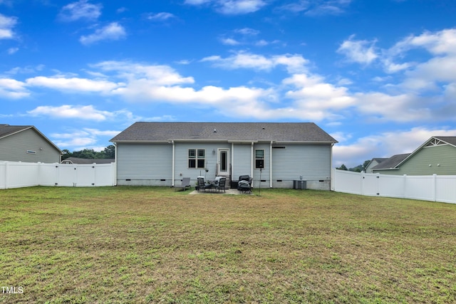 115 Creech Place Dr, Benson, NC 27504 - rear view of property with crawl space, a gate, a fenced backyard, and a patio