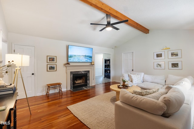 107 Leighton Pl, Knightdale, NC 27545 - living area featuring ceiling fan, wood finished floors, and a fireplace