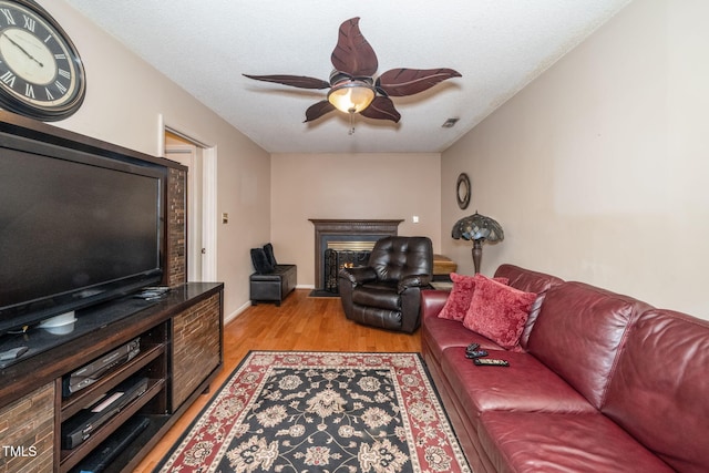 501 Dandelion Ct, Raleigh, NC 27610 - living area featuring ceiling fan, light wood-style flooring, and a fireplace