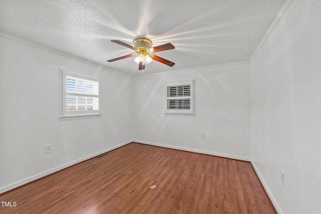 7390 NC-50, Angier, NC 27501 - unfurnished room with ornamental molding, ceiling fan, wood finished floors, and a textured ceiling
