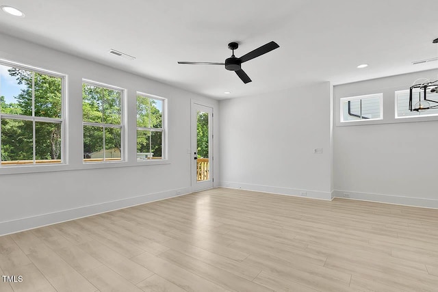 140 E End Ave, Durham, NC 27703 - unfurnished room featuring healthy amount of natural light, a ceiling fan, light wood-style floors, and recessed lighting