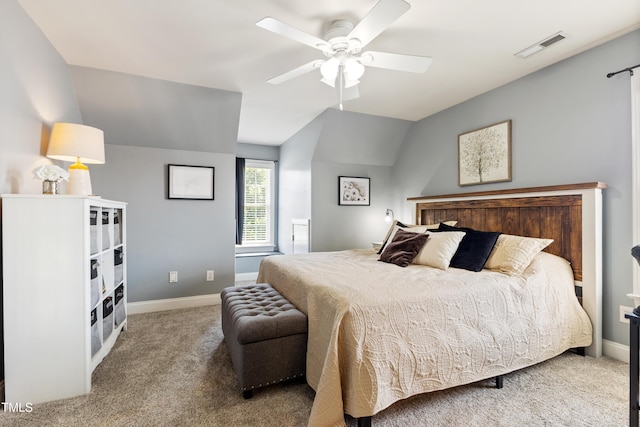 2512 Stewart St, Fuquay Varina, NC 27526 - bedroom featuring vaulted ceiling, carpet floors, and a ceiling fan