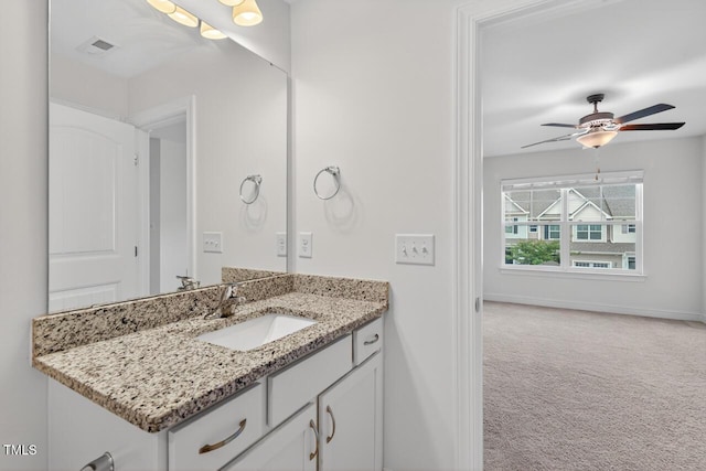305 Lionel St, Durham, NC 27705 - bathroom with vanity and ceiling fan