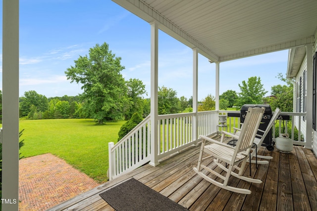 9633 Grassy Creek Rd, Bullock, NC 27507 - wooden deck featuring a lawn and a water view