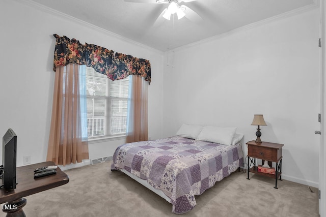 9633 Grassy Creek Rd, Bullock, NC 27507 - bedroom featuring carpet floors, ornamental molding, and ceiling fan
