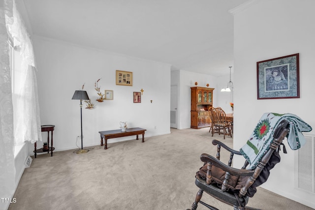9633 Grassy Creek Rd, Bullock, NC 27507 - living area featuring carpet flooring and ornamental molding