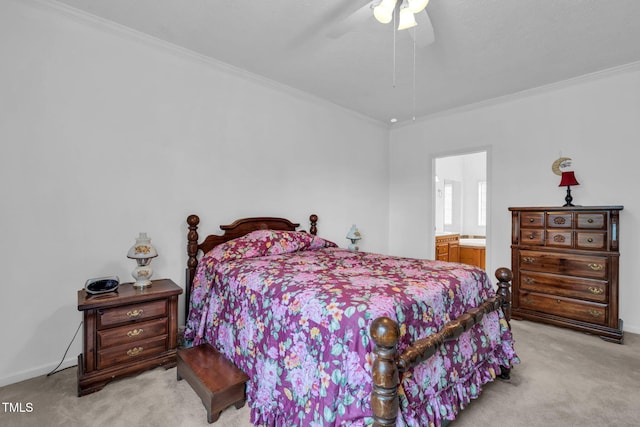 9633 Grassy Creek Rd, Bullock, NC 27507 - carpeted bedroom featuring crown molding, a ceiling fan, and ensuite bathroom
