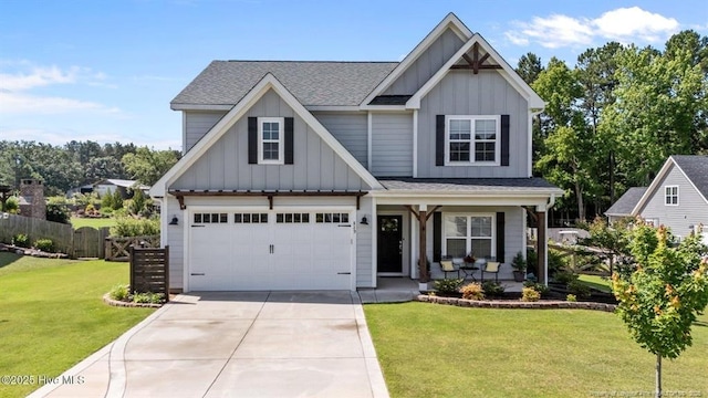 829 Warwick Ln, Carthage, NC 28327 - craftsman inspired home featuring board and batten siding, covered porch, driveway, and a garage