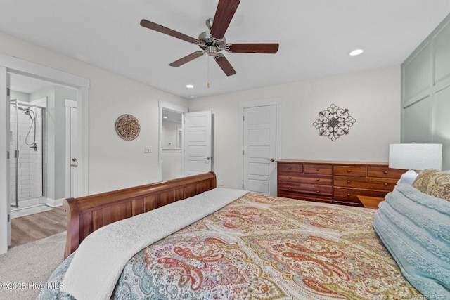 829 Warwick Ln, Carthage, NC 28327 - bedroom featuring recessed lighting, ceiling fan, and wood finished floors
