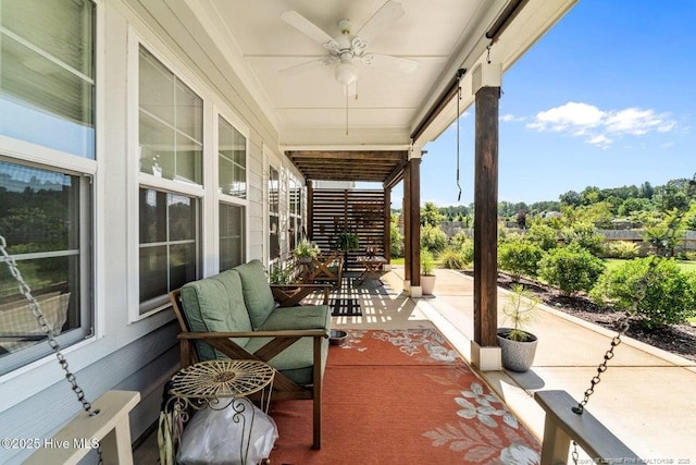 829 Warwick Ln, Carthage, NC 28327 - porch featuring a ceiling fan
