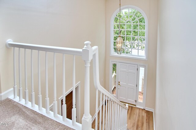 119 Heatherwood Dr, Apex, NC 27502 - stairs featuring a towering ceiling