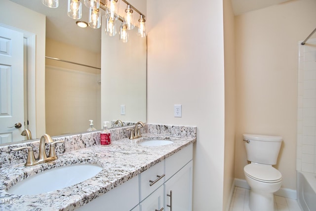 119 Heatherwood Dr, Apex, NC 27502 - full bathroom featuring double vanity, tile patterned floors, and shower / bathtub combination