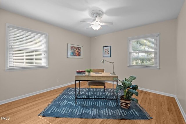 101 Hunter Pl, Carrboro, NC 27510 - office featuring a ceiling fan and wood finished floors