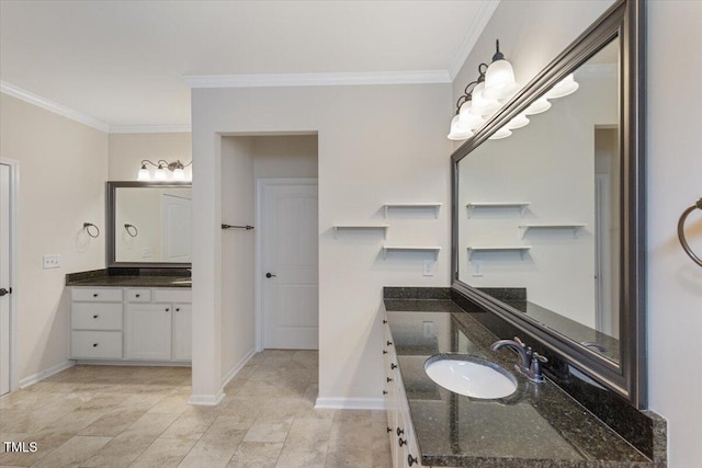 470 Duggins Pt, Apex, NC 27523 - bathroom featuring crown molding and vanity