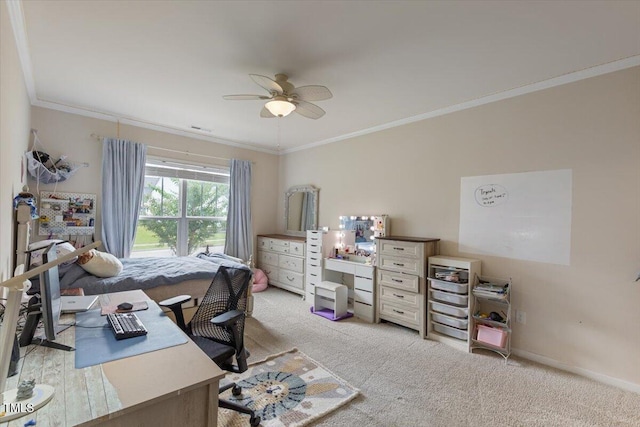 470 Duggins Pt, Apex, NC 27523 - carpeted home office featuring crown molding and ceiling fan