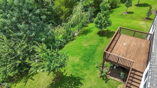 470 Duggins Pt, Apex, NC 27523 - view of green lawn with a wooden deck