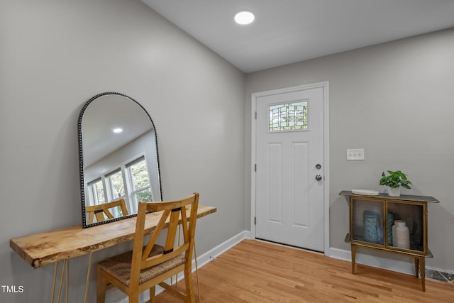 4011 Garrett Rd, Durham, NC 27707 - entryway featuring healthy amount of natural light, light wood finished floors, and recessed lighting