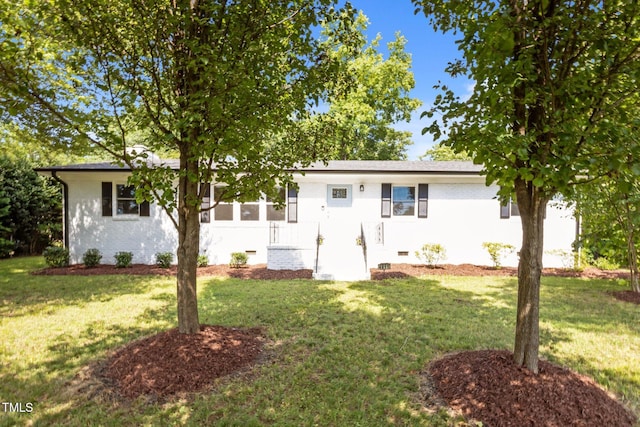 4011 Garrett Rd, Durham, NC 27707 - ranch-style home with crawl space, a front yard, and brick siding