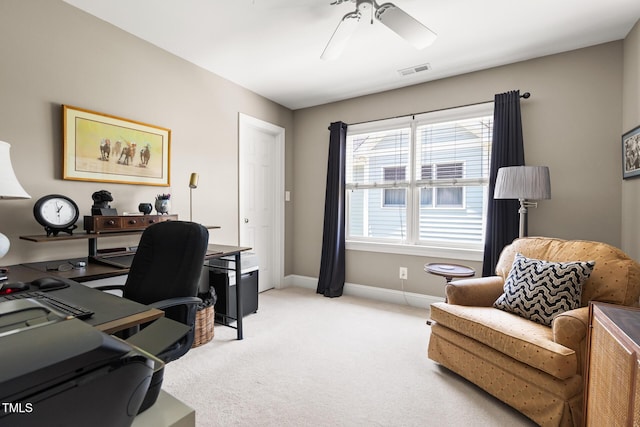 201 Weathervane Dr, Carrboro, NC 27510 - home office with light carpet and ceiling fan
