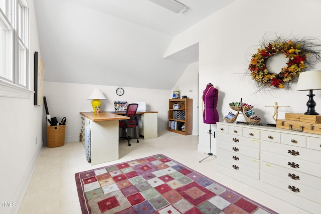 201 Weathervane Dr, Carrboro, NC 27510 - office area featuring lofted ceiling and tile patterned floors