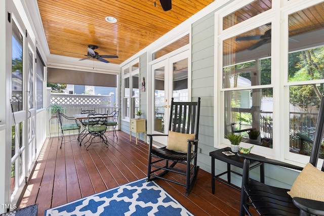 201 Weathervane Dr, Carrboro, NC 27510 - sunroom / solarium with a ceiling fan, plenty of natural light, and outdoor dining area