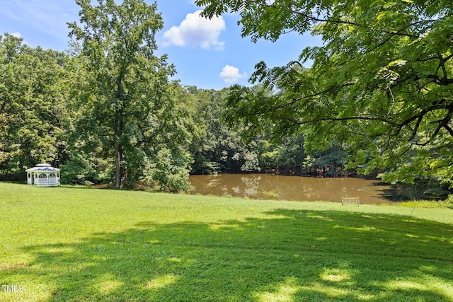 201 Weathervane Dr, Carrboro, NC 27510 - view of grassy yard with a water view and a wooded view