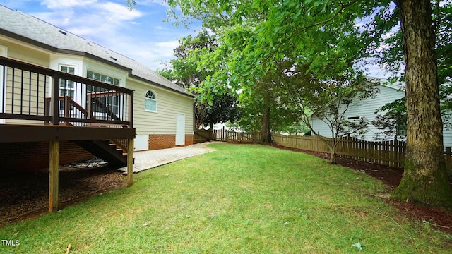 8001 Flanagan Pl, Raleigh, NC 27612 - fenced backyard featuring stairs and a deck