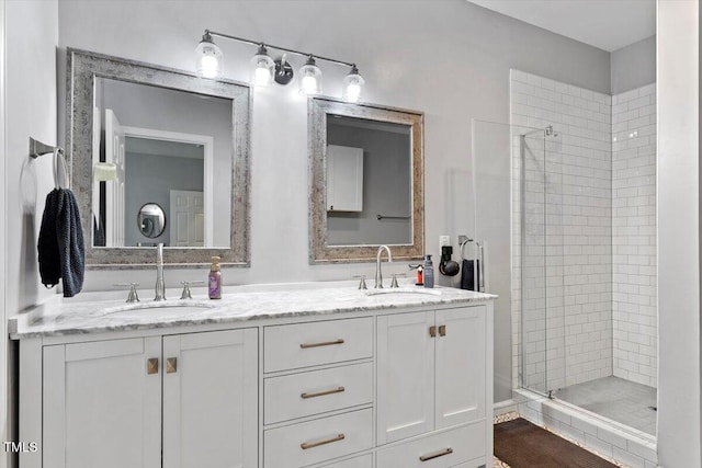 109 Covenant Rock Ln, Holly Springs, NC 27540 - full bathroom with double vanity and a tile shower