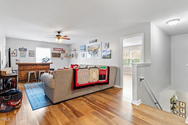 109 Covenant Rock Ln, Holly Springs, NC 27540 - living area with hardwood / wood-style flooring and ceiling fan