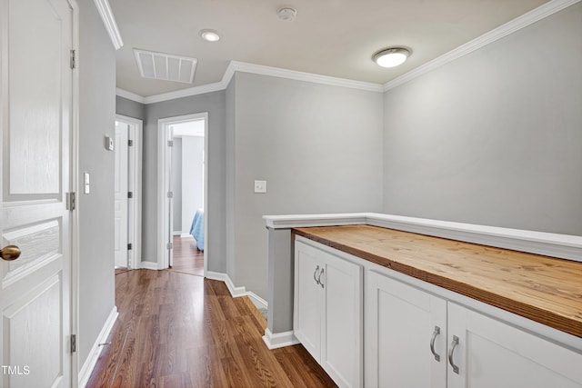 5809 Cameo Glass Way, Raleigh, NC 27612 - hall with dark wood finished floors and ornamental molding