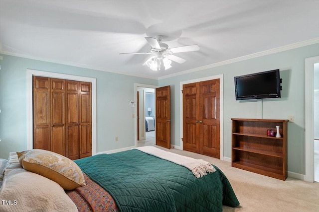 8704 Mill House Ln, Bahama, NC 27503 - bedroom with crown molding, light carpet, and ceiling fan