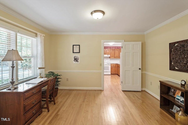 8704 Mill House Ln, Bahama, NC 27503 - office space with light wood-style flooring and crown molding