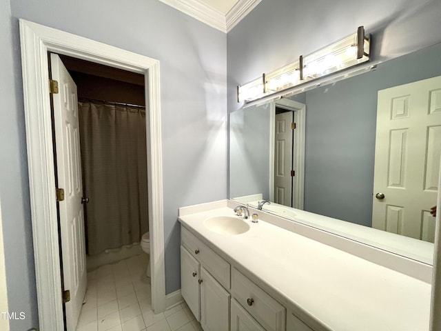 21 Covington Ln, Durham, NC 27712 - full bathroom featuring crown molding, vanity, and curtained shower