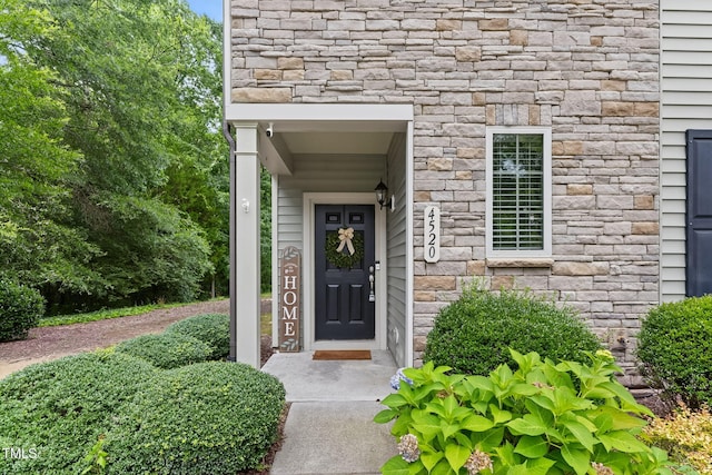 4520 Middletown Dr, Wake Forest, NC 27587 - entrance to property featuring stone siding