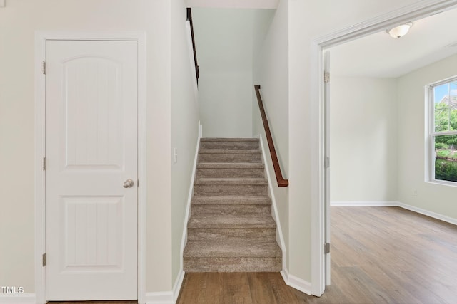 4520 Middletown Dr, Wake Forest, NC 27587 - staircase featuring wood finished floors and baseboards